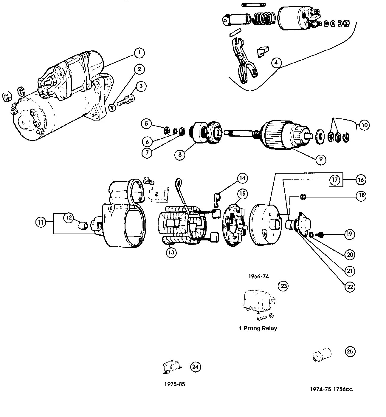 Fiat 124 Starter Motor MARELLI No.595702 Fiat 500 and Classic